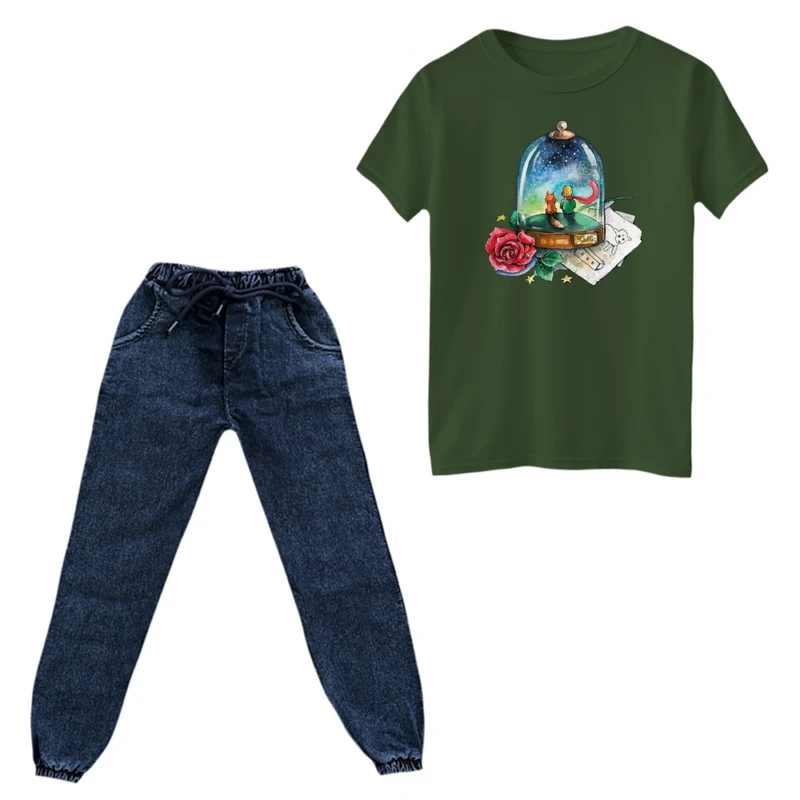 ست تی‌شرت و شلوار پسرانه مدل بطری شازده کوچولو