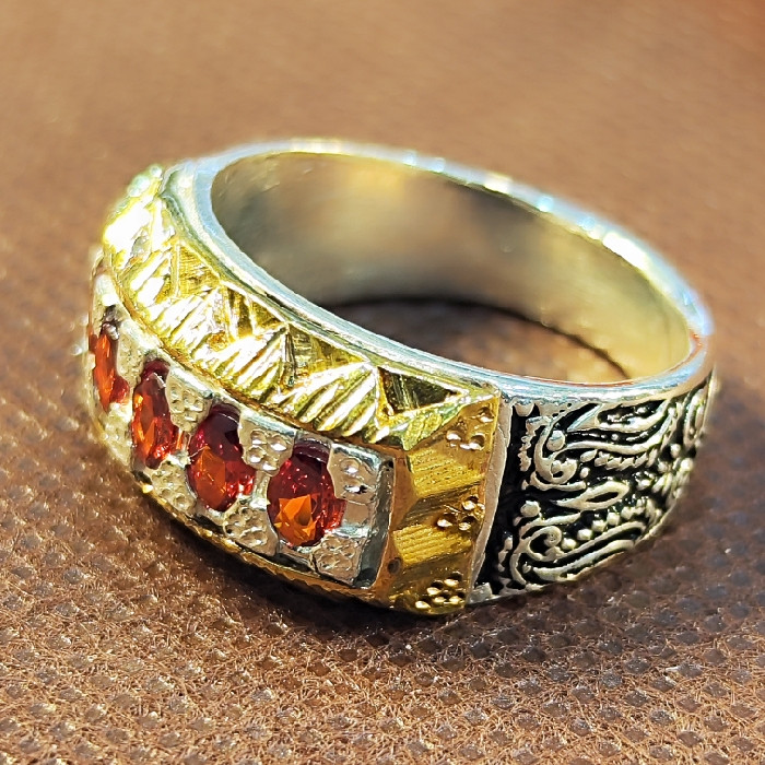 انگشتر نقره مردانه نقره جات بافندگان مدل سنگ یاقوت کد 44