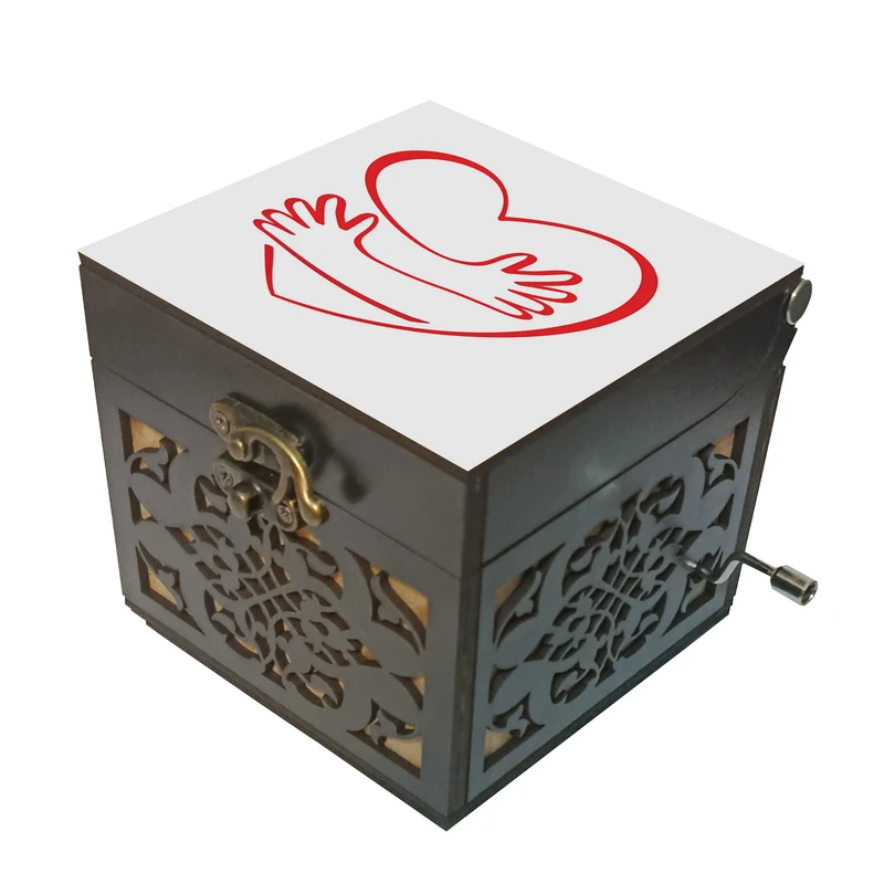 جعبه موزیکال مدل هندلی طرح قلب و دست کد m1140