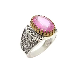 انگشتر نقره مردانه مدل توپاز معدنی کد 77110