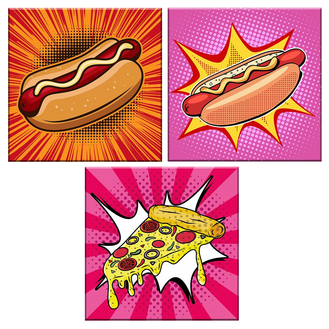 دستمال آشپزخانه طرح فست فود کد 4 مجموعه 3 عددی