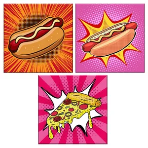 دستمال آشپزخانه طرح فست فود کد 4 مجموعه 3 عددی