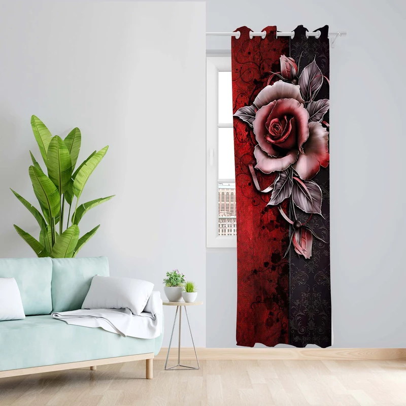 پرده طرح رز مدل مخمل پانچی کد 5534aR z سایز 140x200 سانتی متر