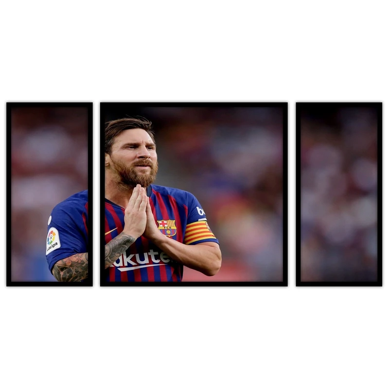 تابلو بکلیت طرح  ورزشی و فوتبالی مسی مدل B-bu3613 مجموعه 3 عددی