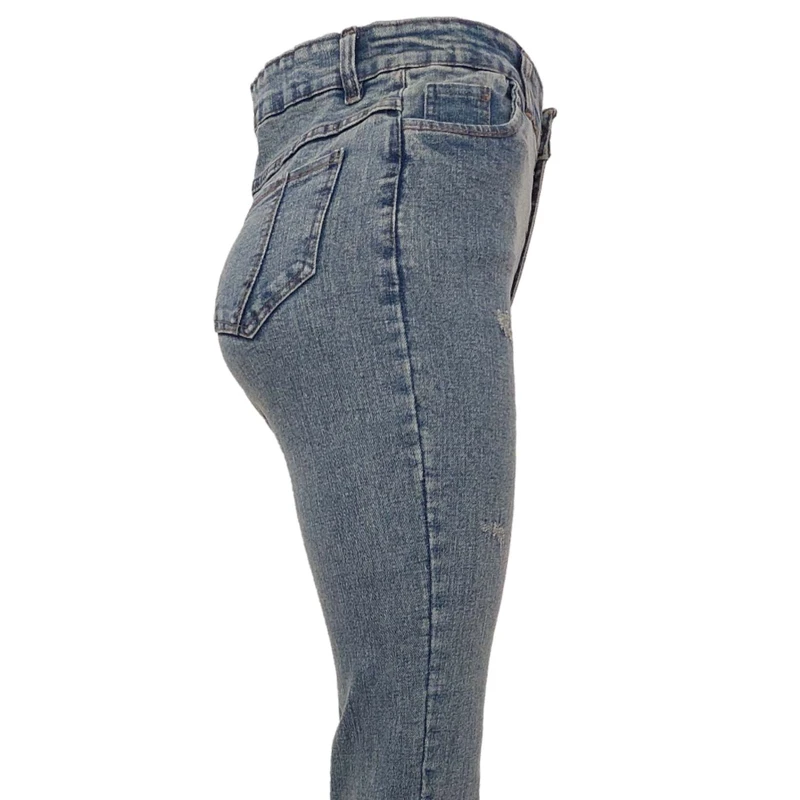 عکس شماره 4 : شلوار جین دم پا گشاد زنانه مدل کد 201221