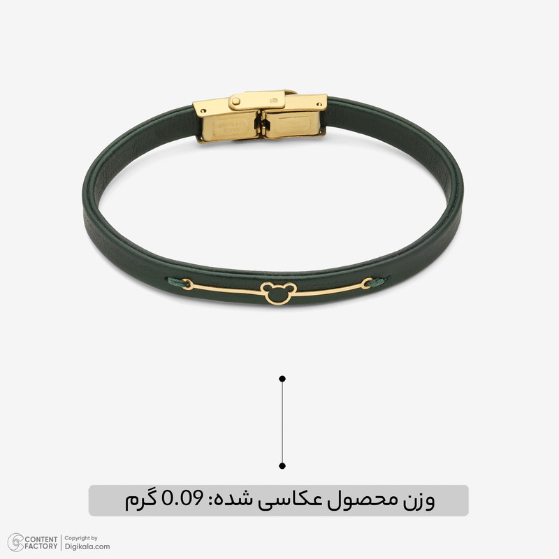 دستبند طلا 18 عیار زنانه با بند چرمی وی گالری مدل amg3511