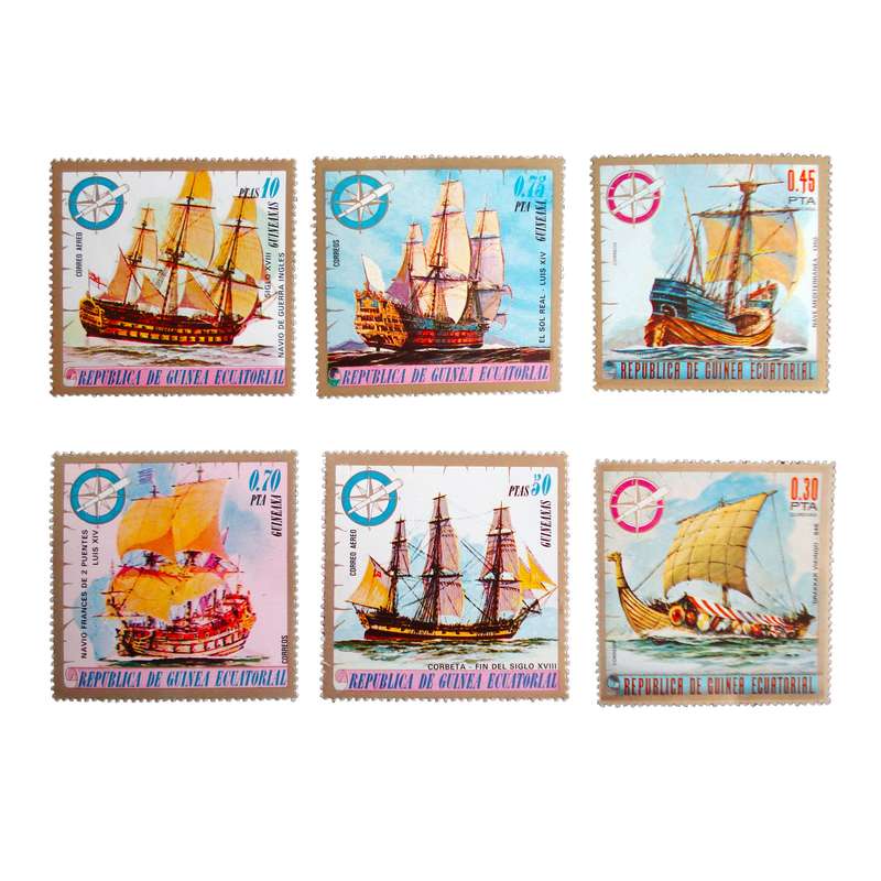 تمبر یادگاری مدل کشتی کد b-887 مجموعه 6 عددی