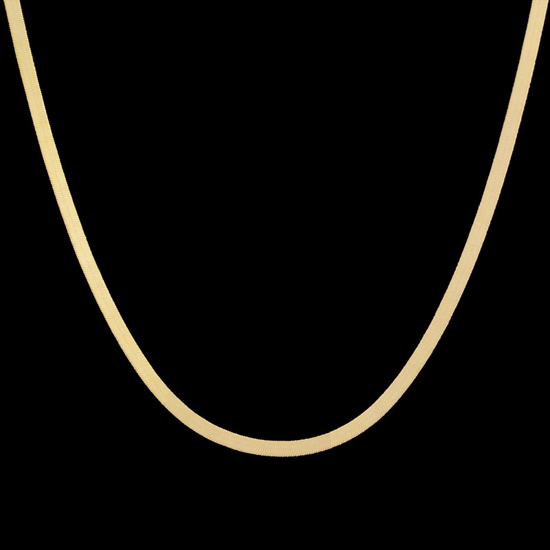 زنجیر طلا 18 عیار زنانه طلای مستجابی مدل هرینگبون تخت کد N45
