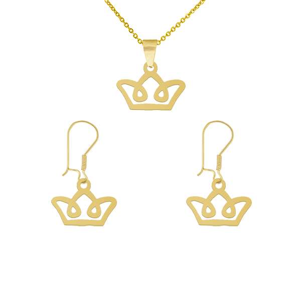 نیم ست طلا 18 عیار زنانه طلای کامک مدل تاج