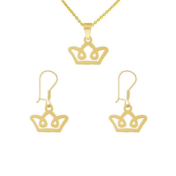 نیم ست طلا 18 عیار زنانه طلای کامک مدل تاج