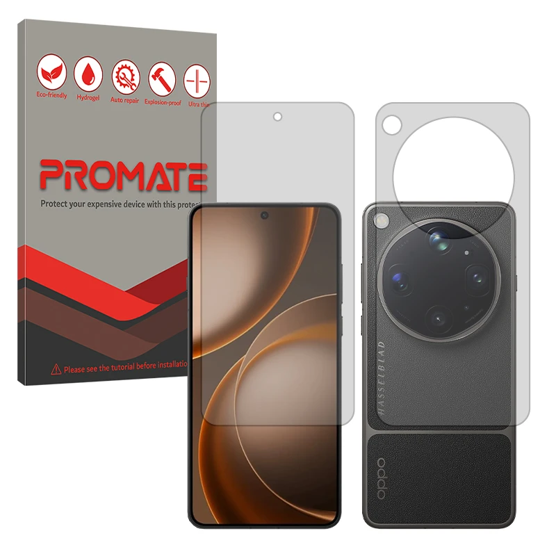 محافظ صفحه نمایش مات پرومیت مدل هیدروژلی مناسب برای گوشی موبایل اوپو Find X9 Ultra به همراه محافظ پشت گوشی