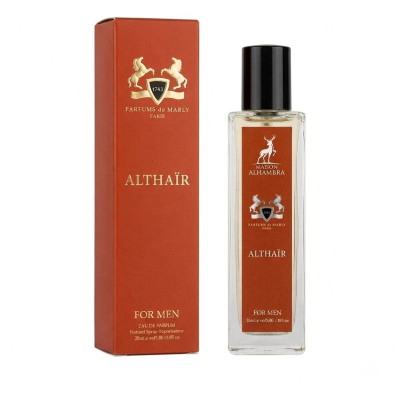 عطر جیبی مردانه الحمبرا مدل  Althaïr PARFUMS de MARLY با رایحه شرقی و شیرین و گرم حجم 35 میلی‌لیتر