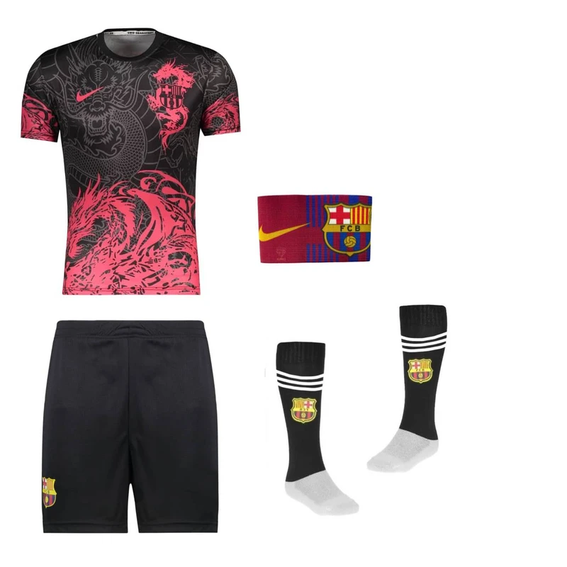 ست 4 تکه لباس ورزشی پسرانه مدل دراگون بارسلونا طرح یامال BL2026