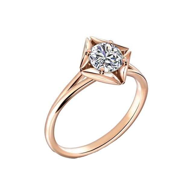 انگشتر طلا 18 عیار زنانه قیراط مدل تک سنگ کد GH3064