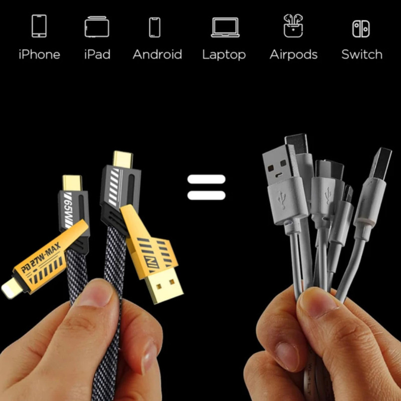 کابل تبدیل USB/USB-C به لایتنینگ/USB-C پاور فول مدل 4in1 طول 1.2 متر