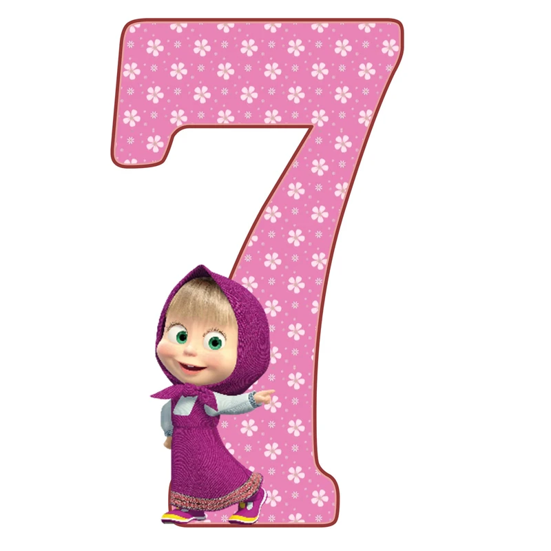 استند رومیزی تولد طرح عدد 7 مدل ماشا و میشا خرسه کد 01