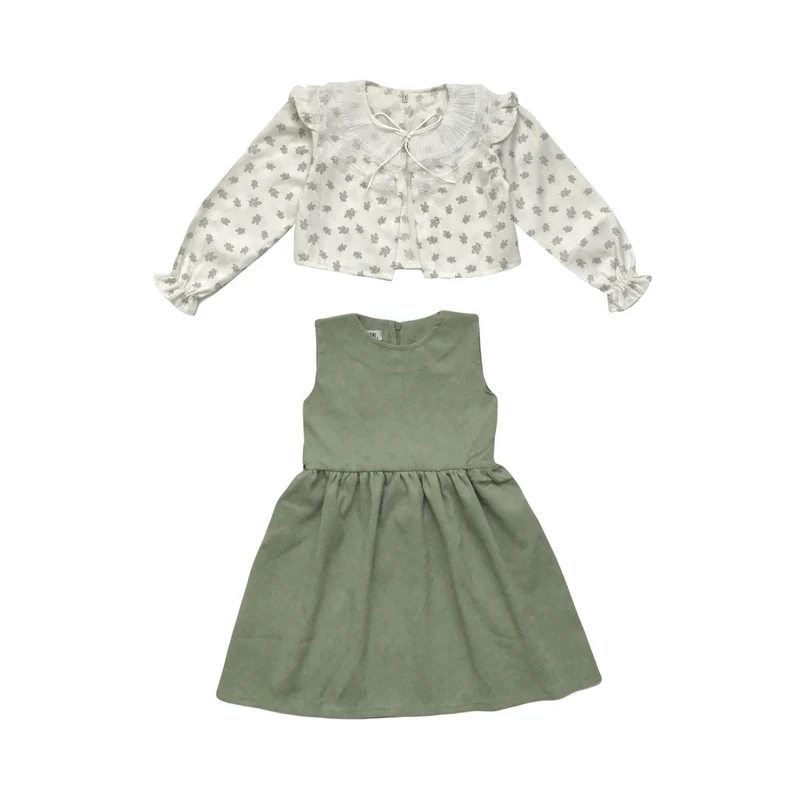 ست کت و سارافون دخترانه مدل زیتون کد ۱۰۰