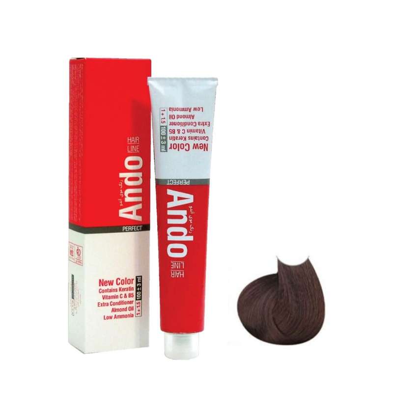 رنگ مو آندو شماره 4 حجم 100 میلی لیتر رنگ قهوه ای متوسط