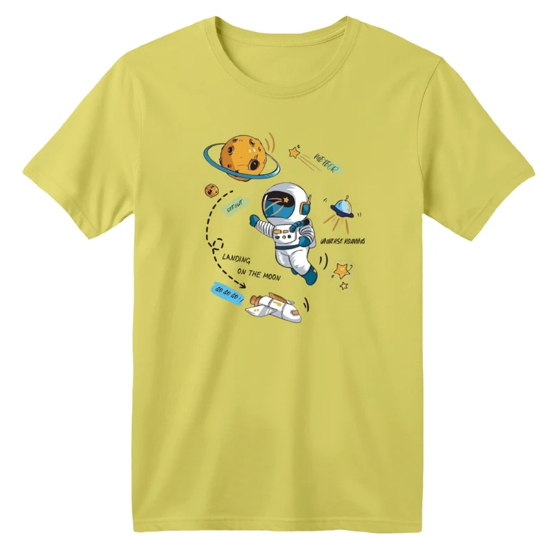 تی شرت آستین کوتاه بچگانه مدل فضانورد و سیارات