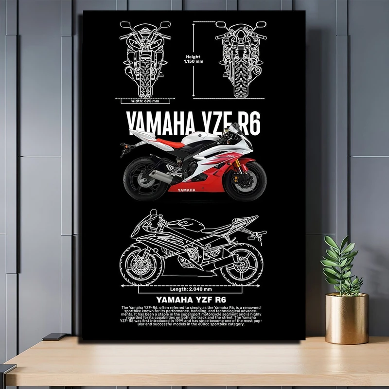 تابلو شاسی بکلیت طرح موتور یاماها YZF R6 مدل SH-S10768 