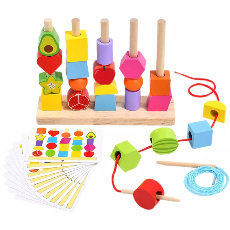 بازی آموزشی سمید مدل مونته سوری توالی شکل و رنگ طرح پایه اشکال 5 ستون و نخواره