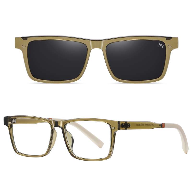 فریم عینک طبی آلبرت وگ مدل CG7703C526P97 Polarized Double Switch مناسب برای انواع صورت به همراه کاور آفتابی