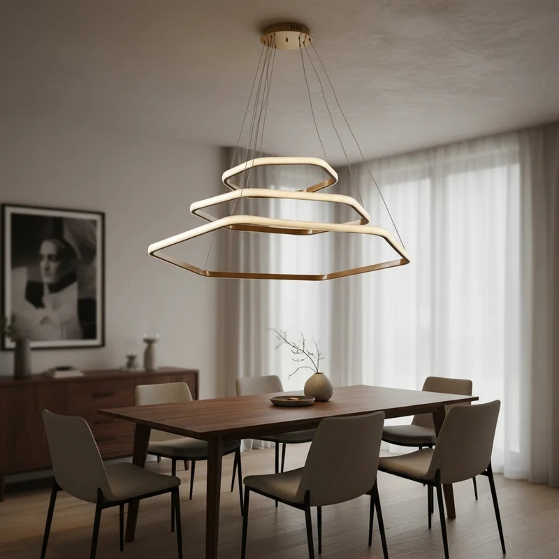 لوستر 3 شعله نور از ما رشکان مدل hexagon/SET