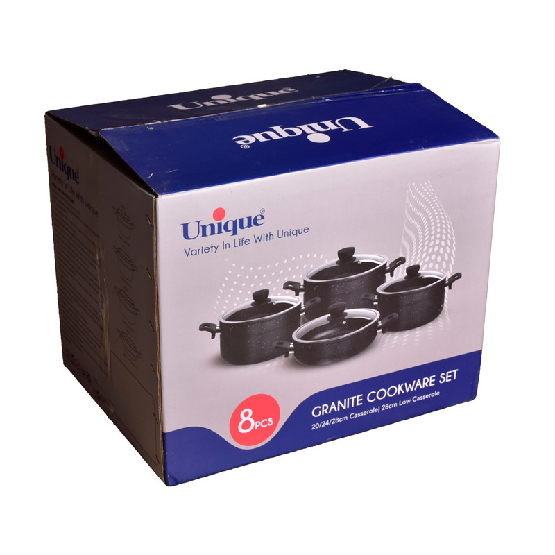 سرویس قابلمه و تابه گرانیتی 8 پارچه یونیک مدل رویال کد 8198