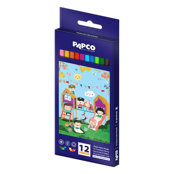 مداد رنگی 12 رنگ پاپکو مدل PS-26LCB1206 کد 1039