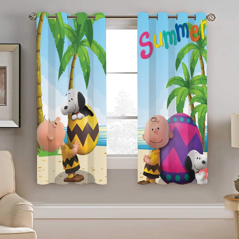 پرده نیروانا طرح اسنوپی کودک مدل مخمل کد 4835 سایز 140×200 سانتی متر