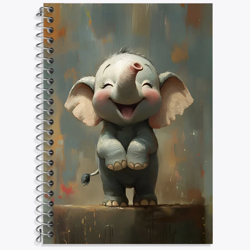 دفتر زبان 50 برگ خندالو مدل سه خط طرح فیل بامزه کد N5581