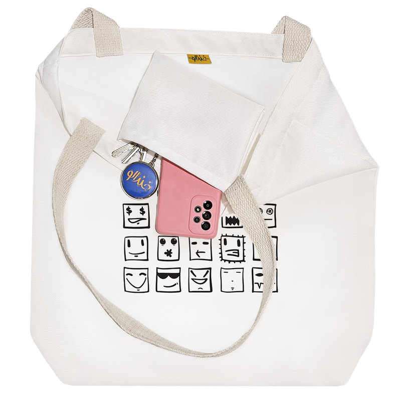 ساک خرید خندالو مدل چهره های مربعی کد 8575