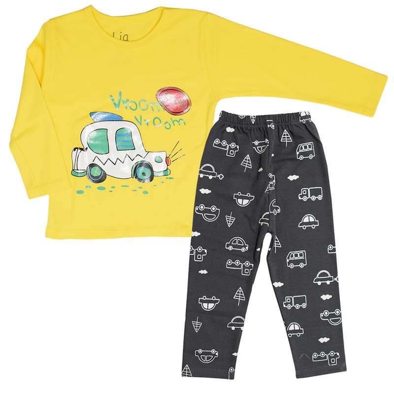 ست تاپ و شلوار پسرانه مدل ماشین Vroom