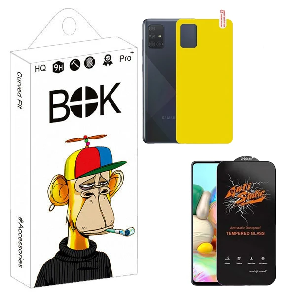 محافظ صفحه نمایش بوک مدل Antistatic Touch مناسب برای گوشی موبایل سامسونگ Galaxy a71 به همراه محافظ پشت گوشی