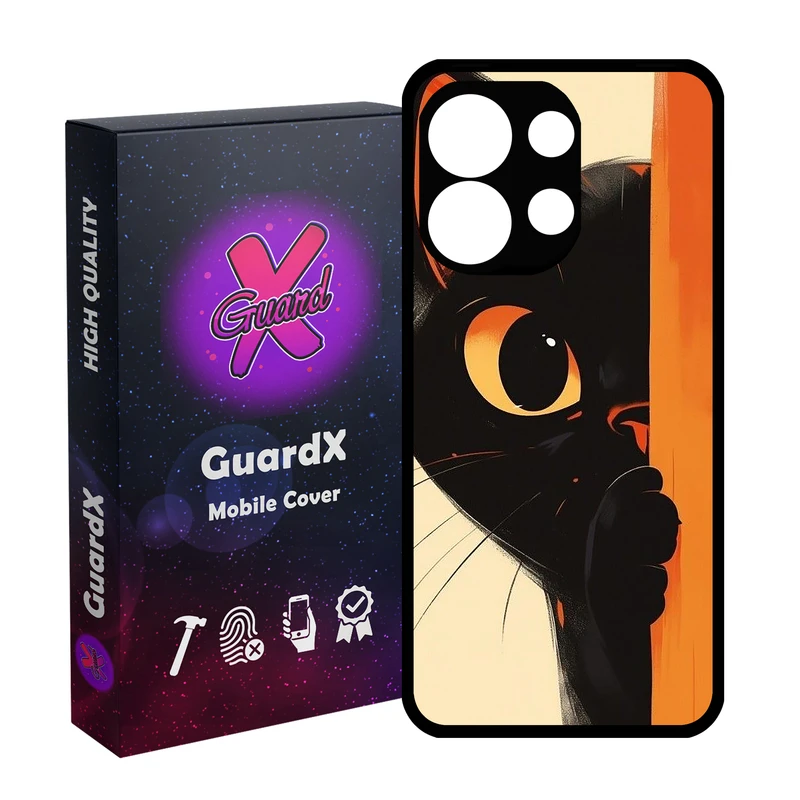 کاور گارد ایکس طرح گربه مدل  Glass10730 مناسب برای گوشی موبایل شیائومی Redmi Note 13 4G