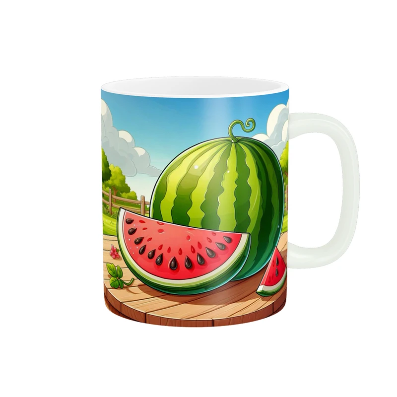 ماگ پادآفرین مدل یلدایی شب یلدا شب چله طرح انار و هندوانه کد p2678