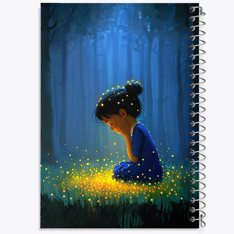 دفتر لیست خرید 50 برگ خندالو طرح دختر و کرم های شب تاب کد F8232