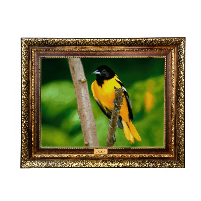 تابلو فرش ماشینی نقش نگار رضوی طرح پرنده کد 1069KH