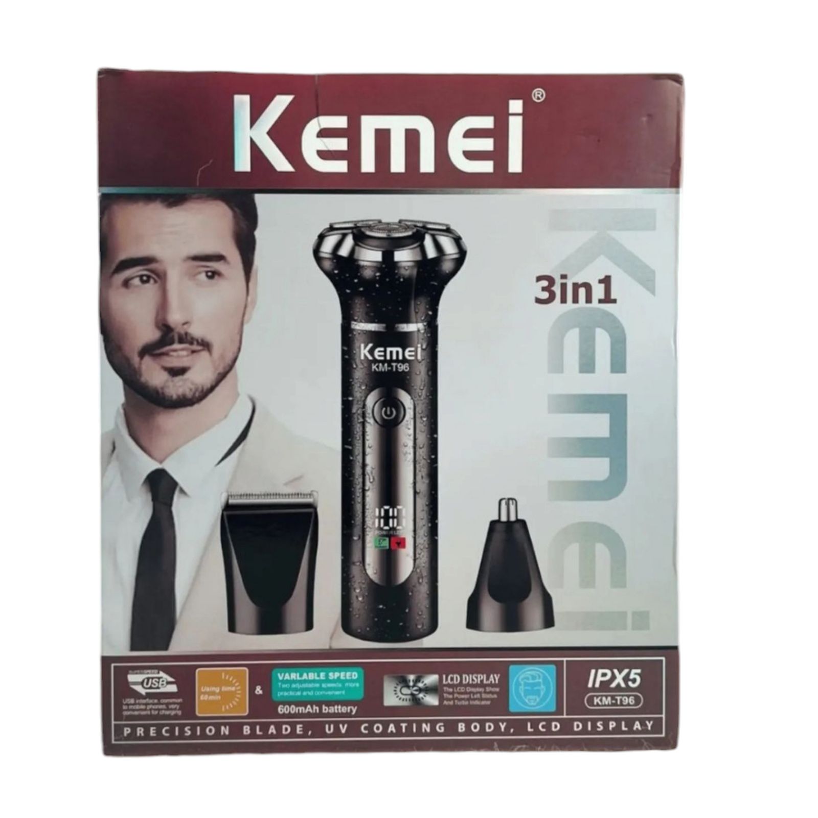 ست ماشین اصلاح موی صورت و بدن  شارژی کیمی مدل KM-T96 -  - 7