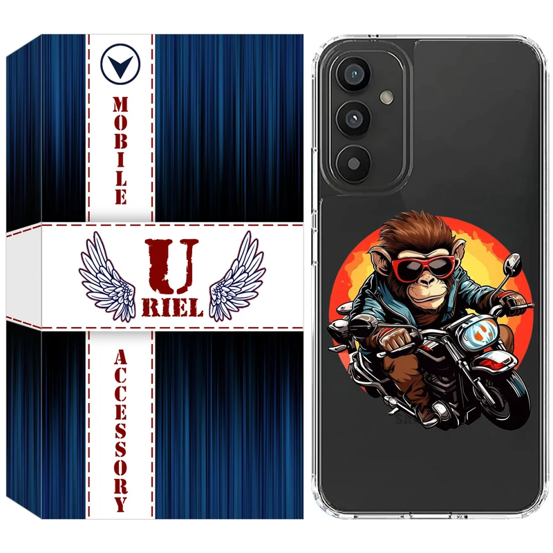 کاور یوریل مدل Clear کد 32 طرح میمون موتورسوار مناسب برای گوشی موبایل سامسونگ Galaxy A16