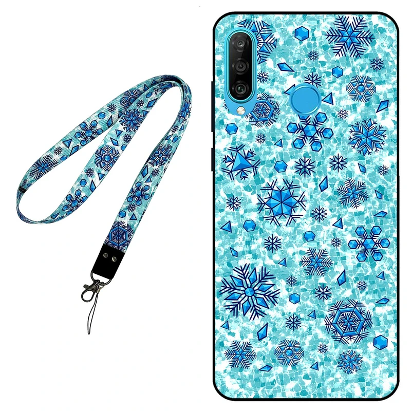 کاور مگافون طرح برف مدل 0014 مناسب برای گوشی موبایل هوآوی P30 Lite / Nova 4E به همراه بند گردنی 