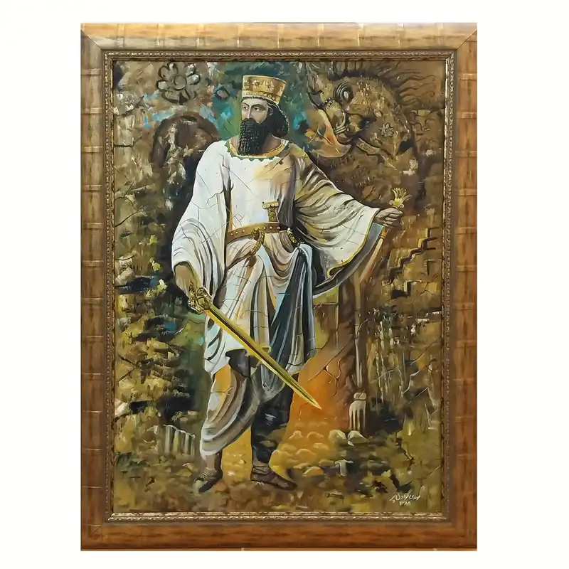 تابلو نقاشی رنگ روغن طرح کوروش