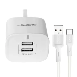 شارژر دیواری ام پی بلبری مدل BLB-208 به همراه کابل تبدیل USB-C