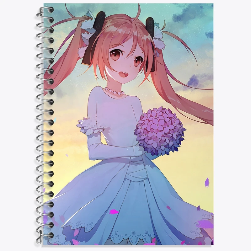 دفتر زبان 50 برگ خندالو مدل دو خط طرح انجو انیمه گلوله سیاه کد 35861