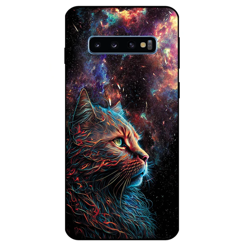 کاور مگافون طرح گربه کهکشانی مدل 4203 مناسب برای گوشی موبایل سامسونگ Galaxy S10 Plus         