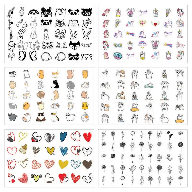 برچسب لنز ناخن طرح قلب گربه یونیکورن کد BLNG 6002 بسته 6 عددی