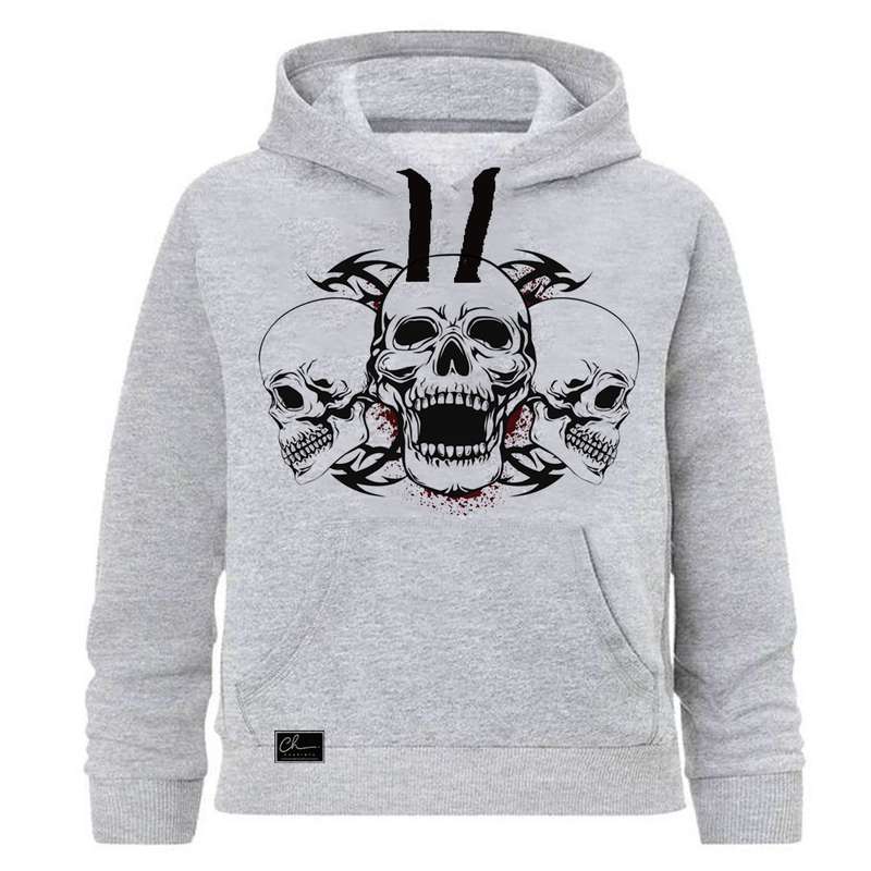 هودی پسرانه طرح اسکلت کد J16 رنگ طوسی