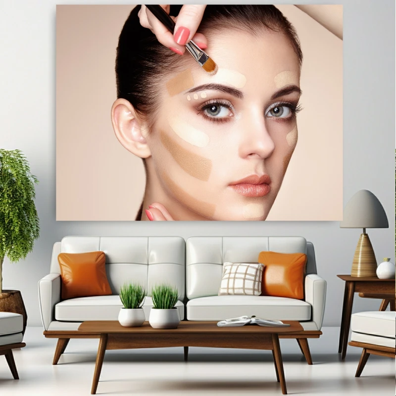 تابلو بوم طرح مخمل آرایشگاه زنانه مدل میکاپ و گریم کد FP105172