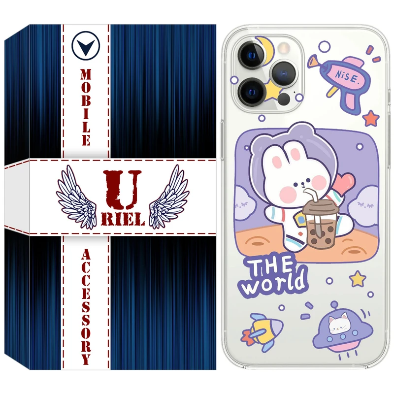کاور یوریل قاب مدل Clear کد 8 طرح خرگوش فضانورد مناسب برای گوشی موبایل اپل iPhone 13 Pro
