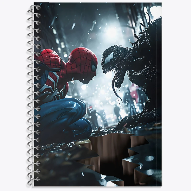 دفتر زبان 50 برگ خندالو مدل سه خط طرح مرد عنکبوتی و ونوم کد F6927